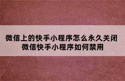 微信上的快手小程序怎么永久关闭 微信快手小程序如何禁用